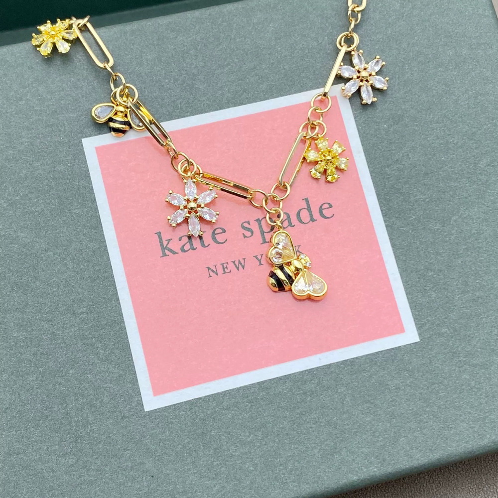 kate spade Gold Plated Zircon Enamel Bee Stud Earrings Resort Style Bracelet Set - Picture 3 of 6
